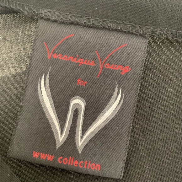 Veronique Young formal black twist front embroidered mesh blouse small - Picture 9 of 9